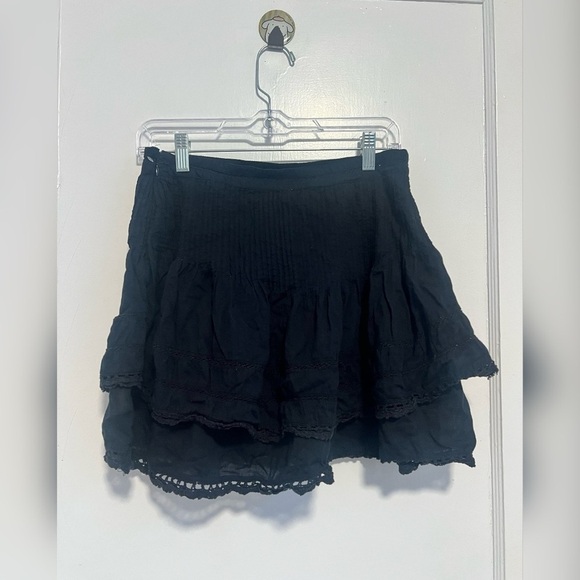 Free People Summer Nights Black Lace Boho Feminine Mini Skirt Size 8 - Picture 5 of 5